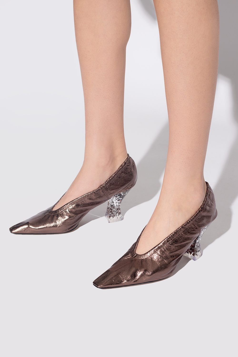 Bottega veneta store almond leather pumps